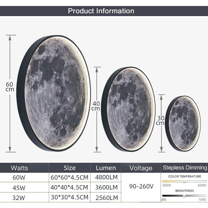 Moon Wall Light 3D