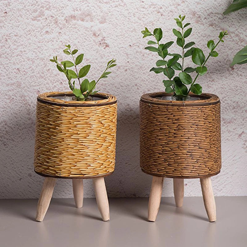 Nordic  Rattan Flower  Woven Pot