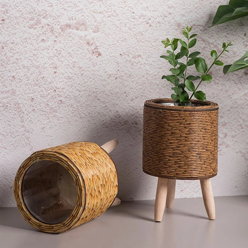 Nordic  Rattan Flower  Woven Pot