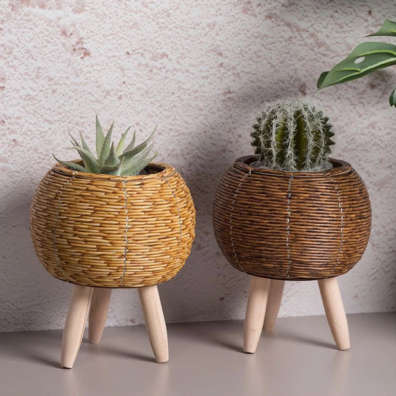 Nordic  Rattan Flower  Woven Pot