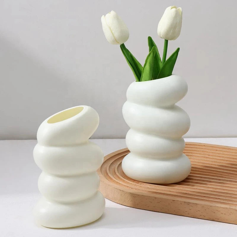 Plastic Spiral White Vase Hydroponic  Vase