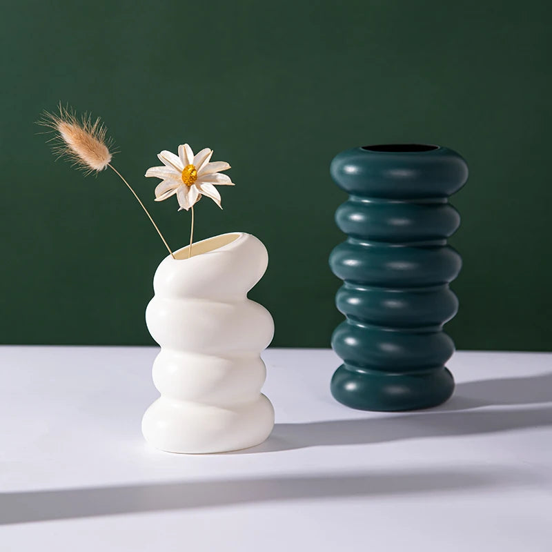 Plastic Spiral White Vase Hydroponic  Vase